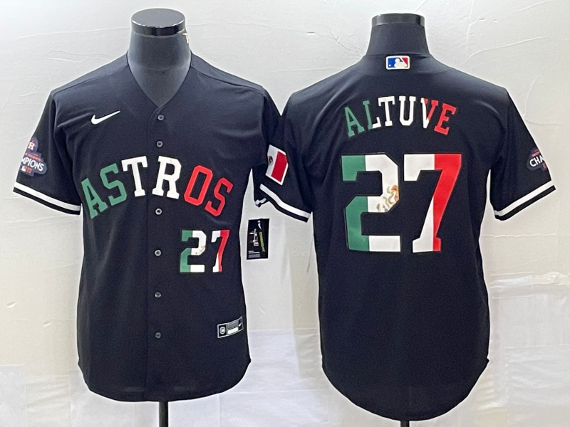 Men's Houston Astros Jose Altuve #27 Black Alternate Replica Player Jerseys