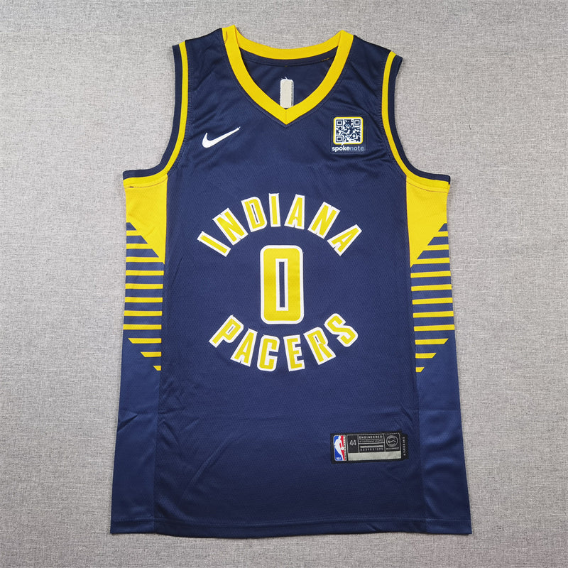 Men's Indiana Pacers Tyrese Haliburton #0 Navy Swingman Jerseys - Icon Edition