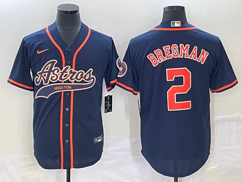 Men's Houston Astros Alex Bregman #2 Navy Replica Jerseys Joint Edition