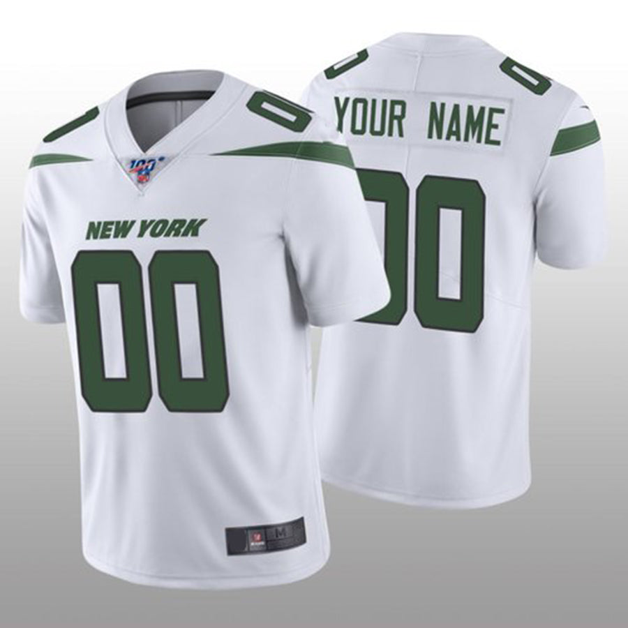 Custom1 New York Jets White Vapor Limited 100th Season Jerseys American Stitched Jerseys Football Jerseys