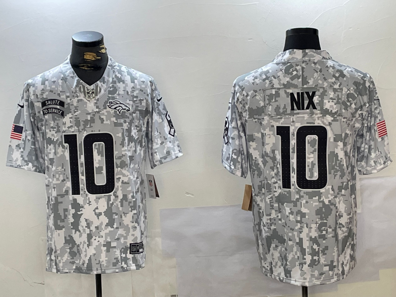 Men's Denver Broncos Bo Nix #10 Arctic Camo 2024 Salute to Service Limited Jerseys