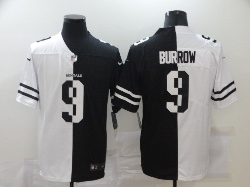 Men's Cincinnati Bengals Joe Burrow #9 Black/White Game Jerseys