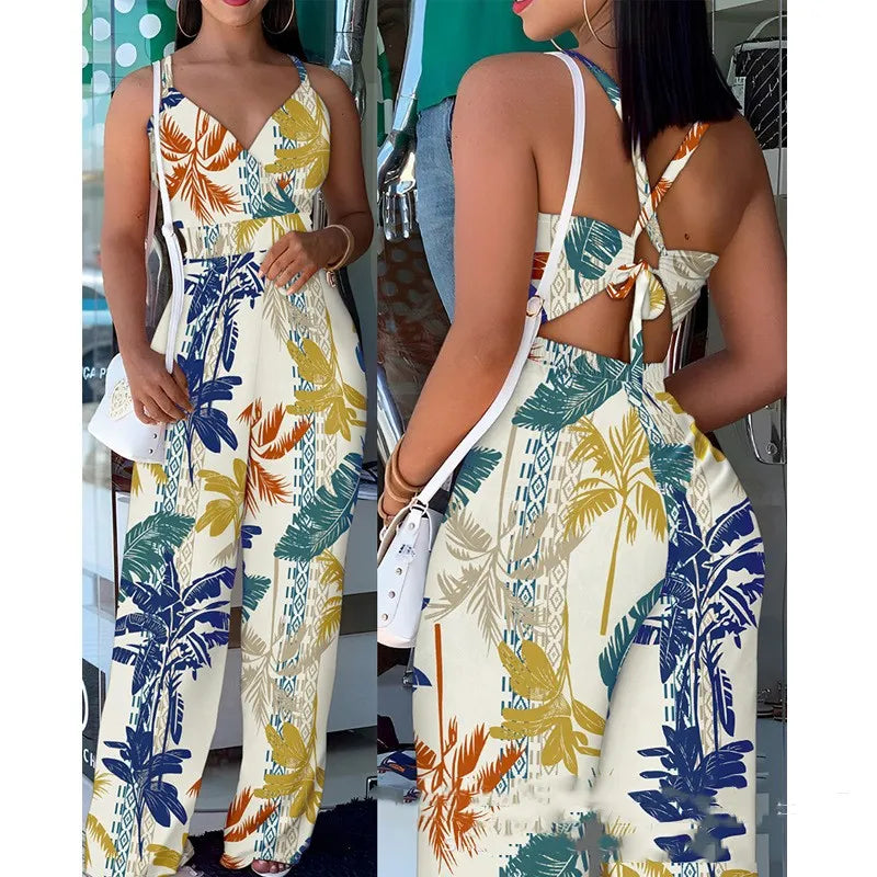 Stylish Apparel Printing Gallus Siamese Trousers Women