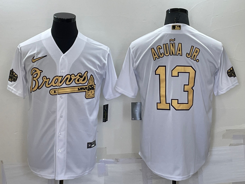Men's Atlanta Braves Ronald Acuna Jr. #13 White Stitched Jerseys