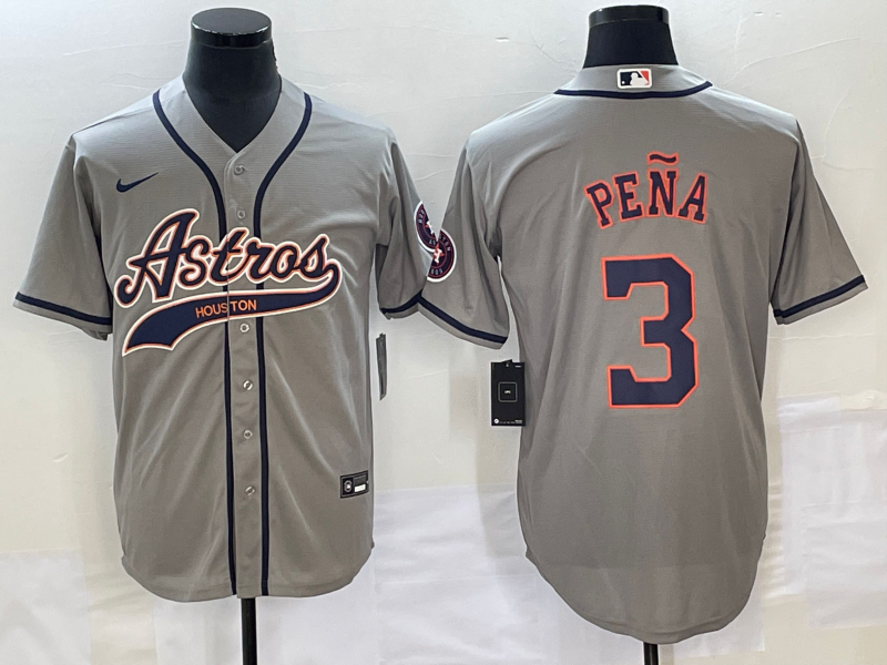 Men's Houston Astros Jeremy Pena #3 Gray Replica Jerseys Joint Edition