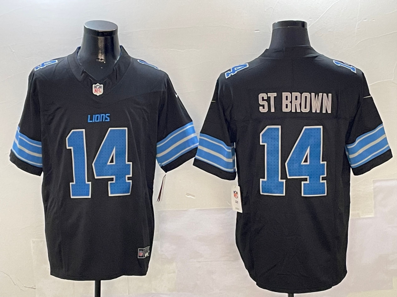 Men's Detroit Lions Amon-Ra St. Brown #14 Black Alternate Game Jerseys