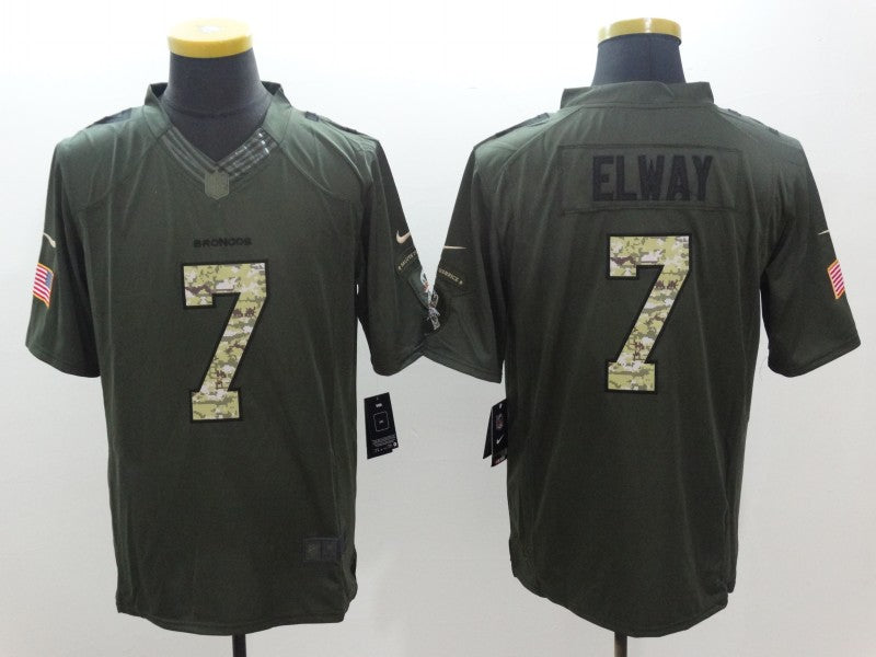 Men's Denver Broncos John Elway #7 Army Green Game Jerseys