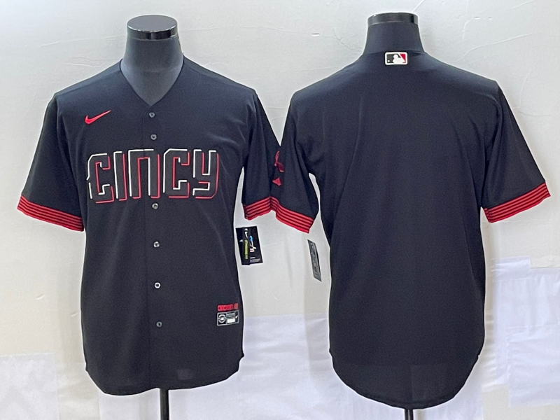 Men's Cincinnati Reds Black 2023 City Connect Replica Blank Jerseys