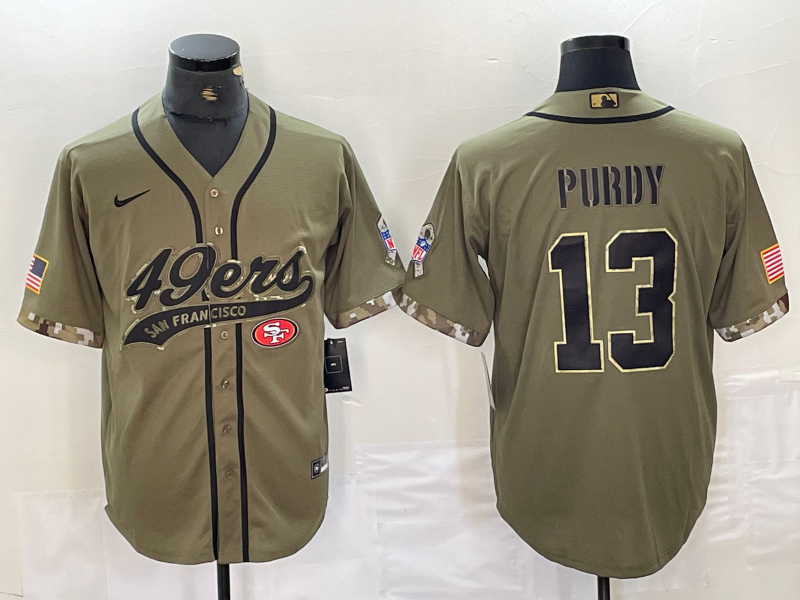 Men's San Francisco 49ers Brock Purdy #13 Olive 2022 Salute To Service Jerseys Joint Edition