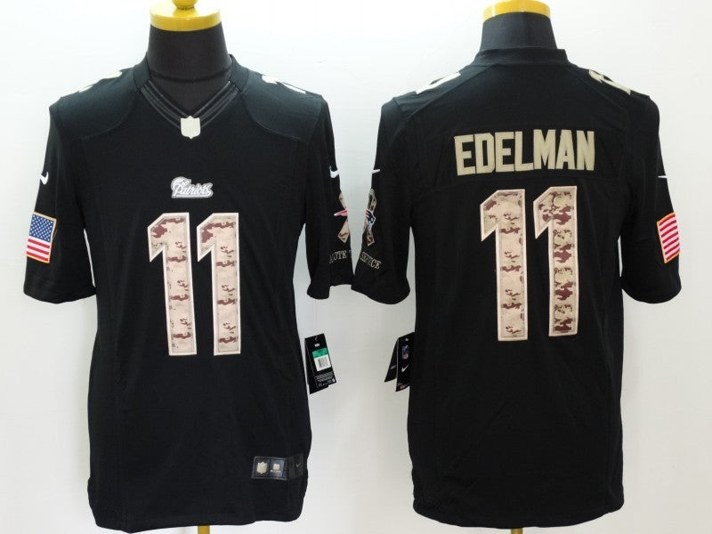 Men's New England Patriots Julian Edelman #11 Black Authentic Game Jerseys