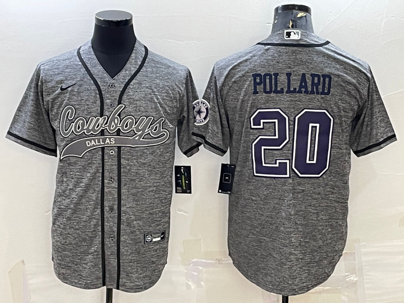 Men's Dallas Cowboys Tony Pollard #20 Gray Player Jerseys Joint Edition