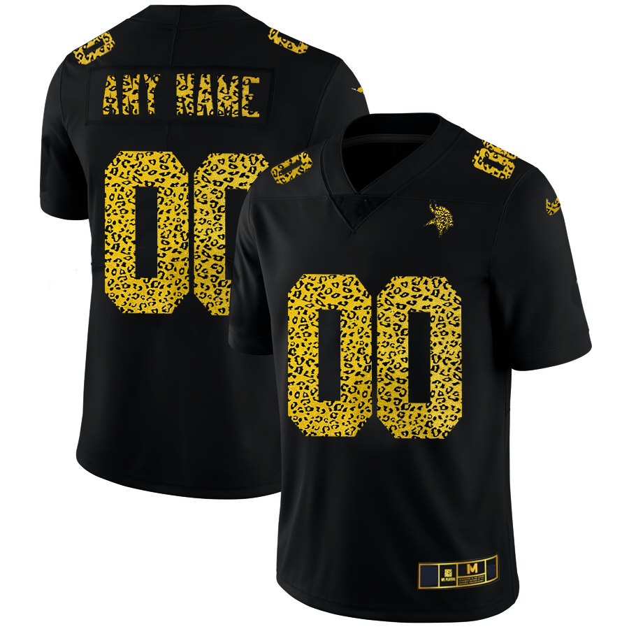 Custom1 Minnesota Vikings Leopard Print Fashion Vapor Limited Jerseys Black Stitched Jerseys Football Jerseys