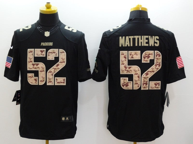 Men's Green Bay Packers Clay Matthews #52 Black Game Player Jerseys