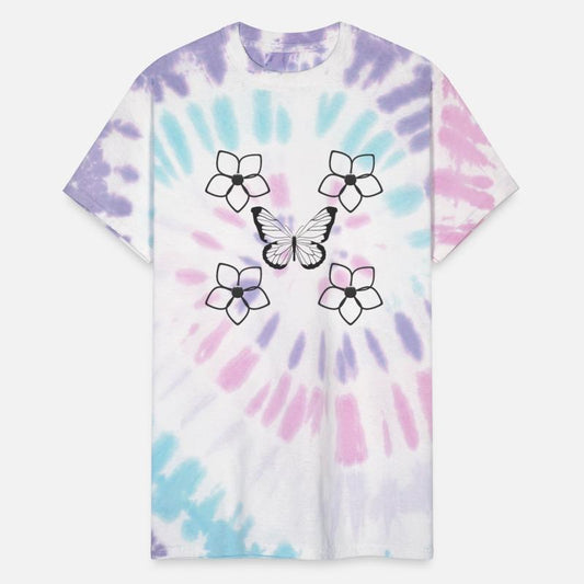 3D Abstract Metallic Silver Butterfly And Flowers