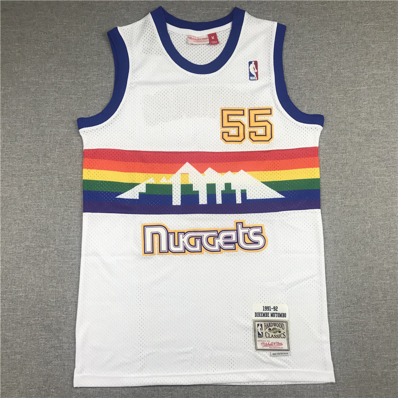 Men's Denver Nuggets Dikembe Mutombo 1991-92 White Hardwood Classics Swingman Jerseys