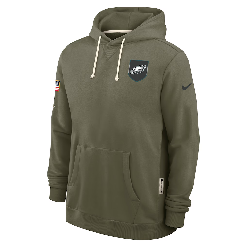 Men's Philadelphia Eagles Nike Olive 2025 Salute to Service Sideline Standard Issue Dri-FIT Hoodie