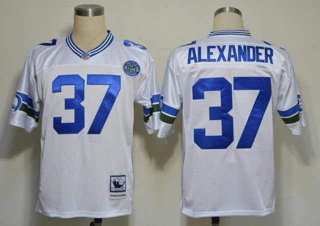 Men's Seattle Seahawks Shaun Alexander Mitchell & Ness White Legacy Replica Jerseys