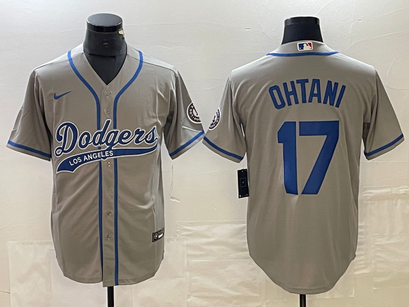Men's Los Angeles Dodgers Shohei Ohtani #17 Gray Game Jerseys Joint Edition