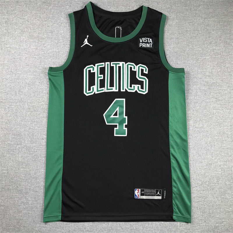 Men's Boston Celtics Jrue Holiday #4 Black Swingman Jerseys - Statement Edition