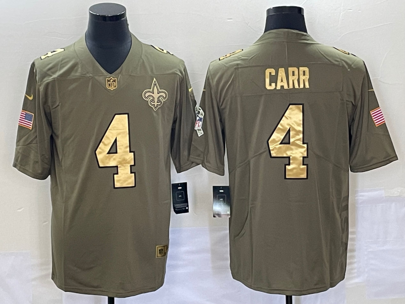 Men's New Orleans Saints Derek Carr #4 Brown Player Jerseys