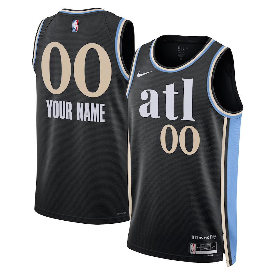 Men's Atlanta Hawks Black 2023/24 Custom Swingman Jerseys - City Edition