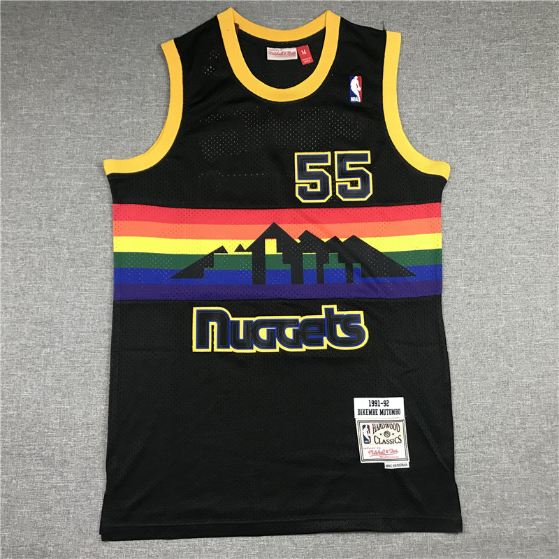 Men's Denver Nuggets Dikembe Mutombo 1991-92 Black Hardwood Classics Swingman Jerseys