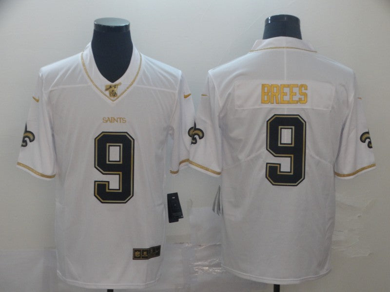 Men's New Orleans Saints Drew Brees #9 White Game Jerseys