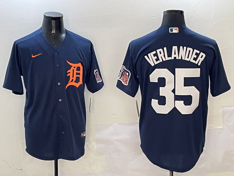 Men's Detroit Tigers Justin Verlander #35 Navy Limited Player Jerseys