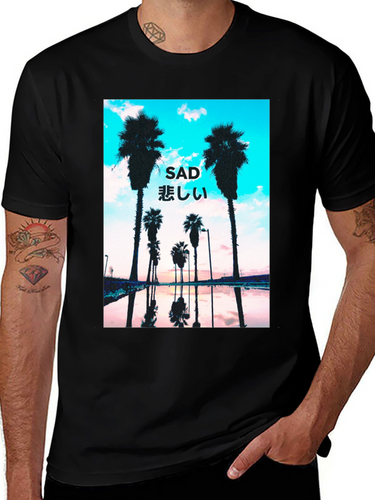 Sad Aesthetic T-Shirt Palm Tree Graphic Tee