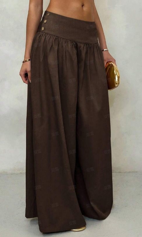 Trendy Pants Women High Waist Linen Wide Leg Palazzo