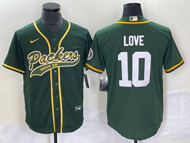 Men's Green Bay Packers Jordan Love #10 Green Game Jerseys Joint Edition