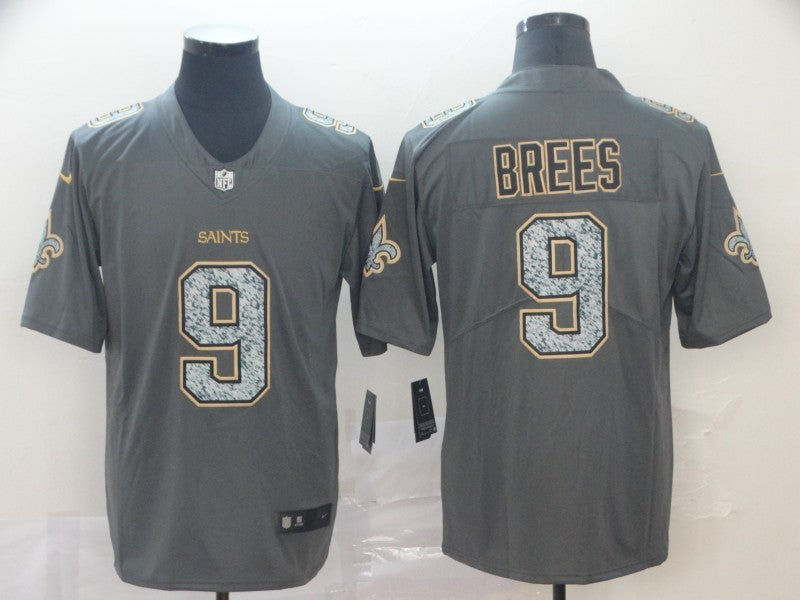 Men's New Orleans Saints Drew Brees #9 Gray Player Game Jerseys