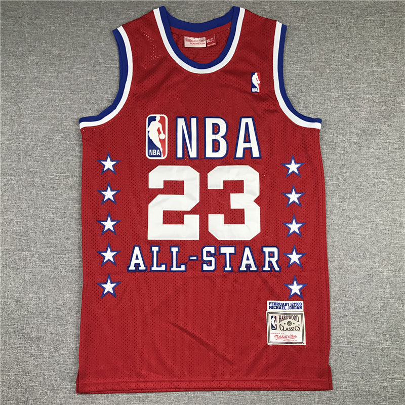 Men's 89 All Star Chicago Bulls Michael Jordan Red Hardwood Classics Swingman Jerseys