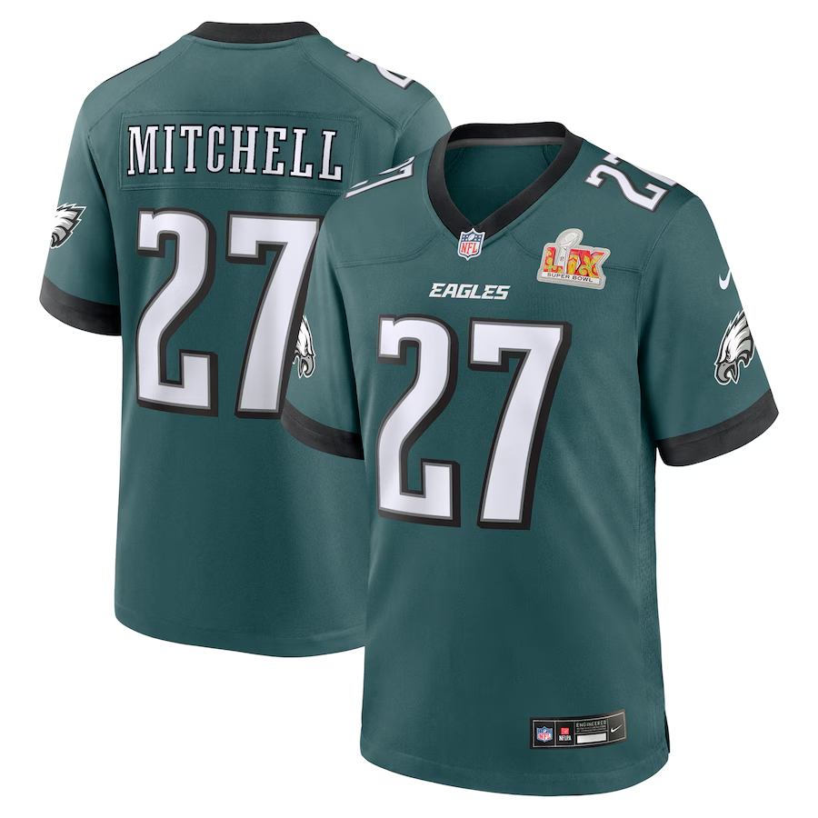 Men's Philadelphia Eagles Quinyon Mitchell #27 Midnight Green Super Bowl LIX Game Player Jerseys