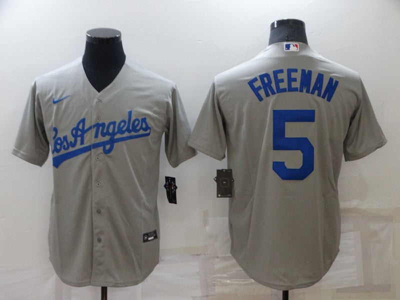 Men's Los Angeles Dodgers Freddie Freeman #5 Gray Replica Baseball Jerseys