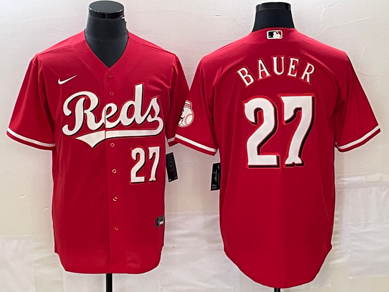 Men's Cincinnati Reds Trevor Bauer #27 Red Replica Baseball Jerseys