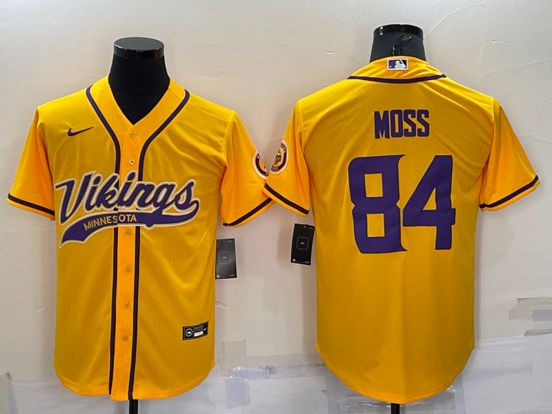 Men's Minnesota Vikings Randy Moss #84 Yellow Game Jerseys Joint Edition
