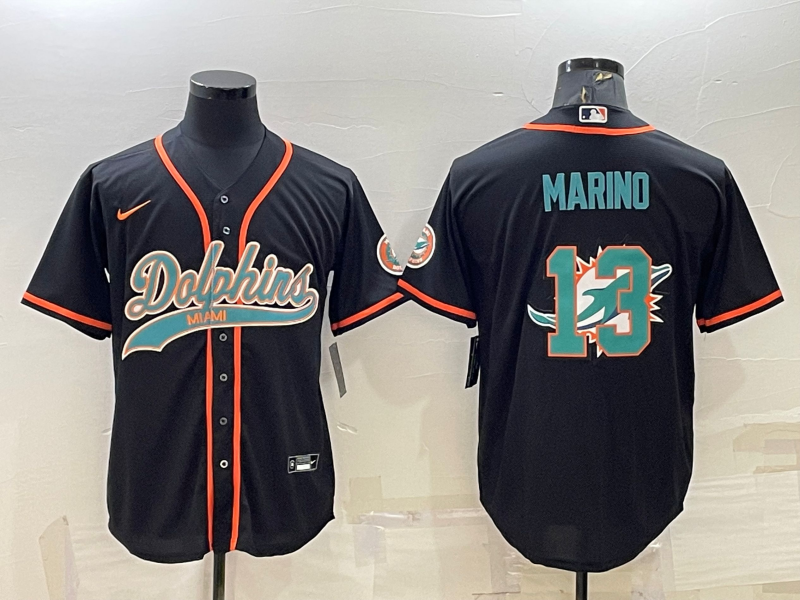 Men's Miami Dolphins Dan Marino #13 Black Player Jerseys Joint Edition