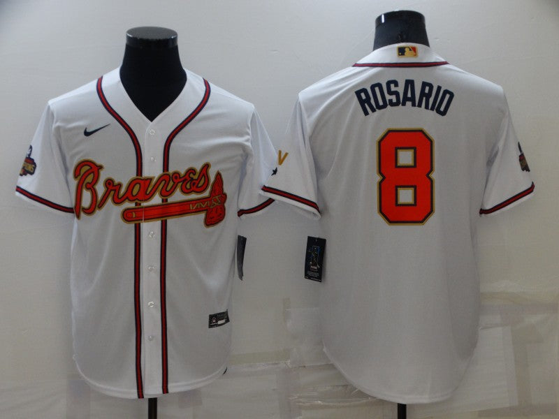 Men's Atlanta Braves Eddie Rosario #8 White Replica Player Jerseys