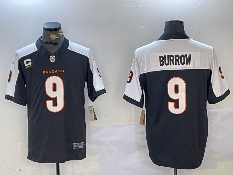 Men's Cincinnati Bengals Joe Burrow #9 Black Player Jerseys