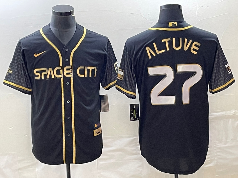 Men's Houston Astros Jose Altuve #27 Black City Connect Replica Player Jerseys