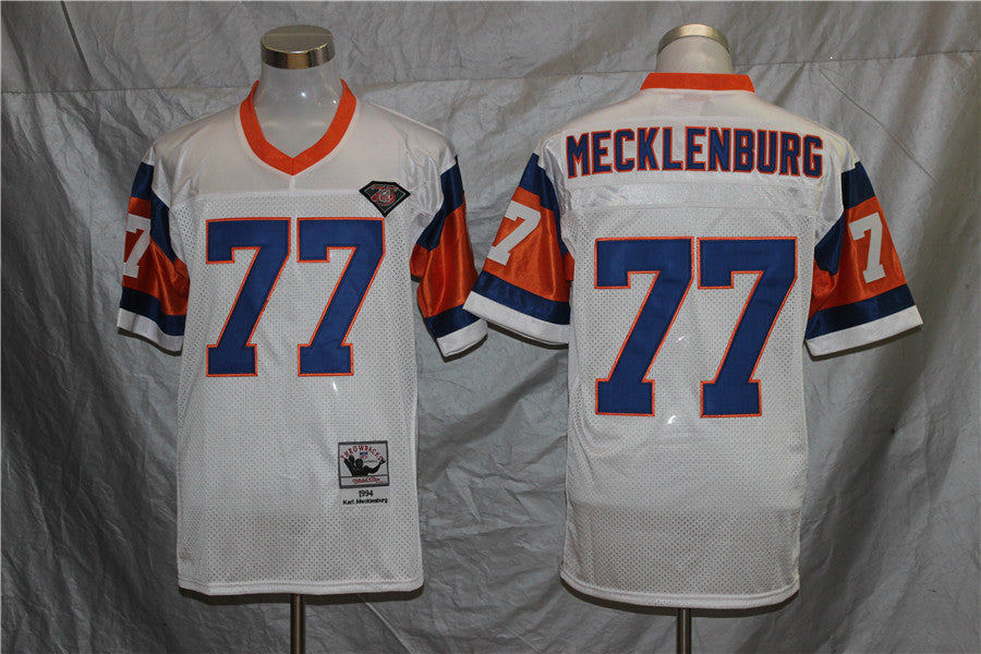 Men's Denver Broncos Karl Mecklenburg Mitchell & Ness White Legacy Replica Jerseys