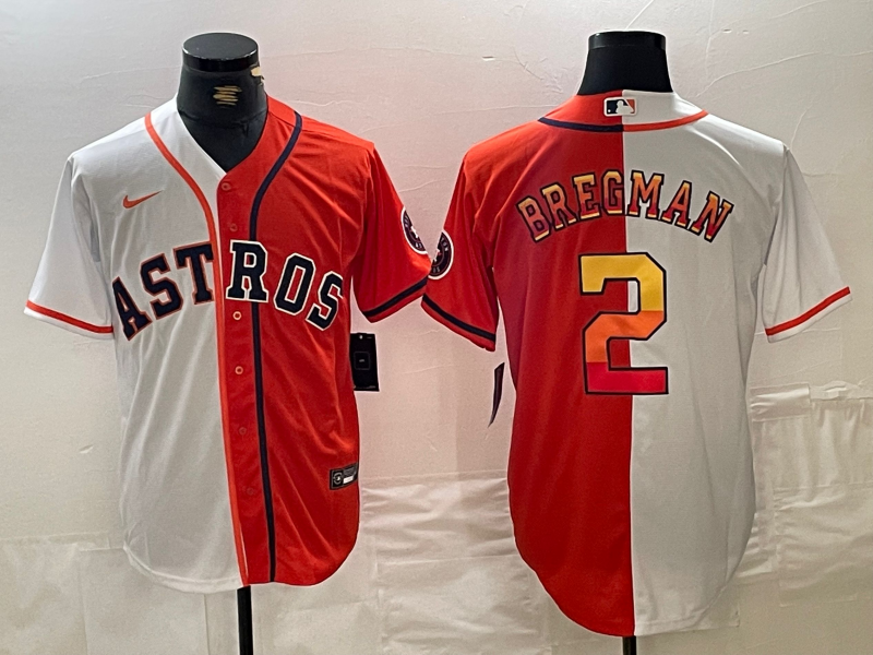 Men's Houston Astros Alex Bregman #2 White/Orange Replica Player Jerseys