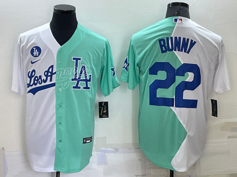 Men's Los Angeles Dodgers Bad Bunny #22 White/Green Alternate Game Jerseys