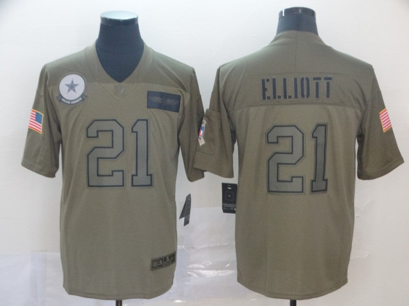 Men's Dallas Cowboys Ezekiel Elliott #21 Brown Game Jerseys