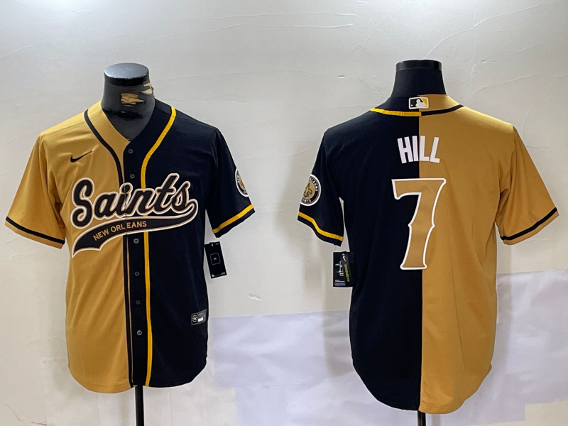 Men's New Orleans Saints Taysom Hill #7 Yllow/Black Player Jerseys