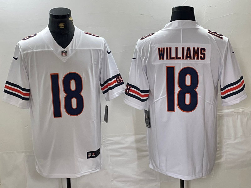 Men's Chicago Bears Caleb Williams #18 White 2024 NFL Draft First Round Pick Player Game Jerseys
