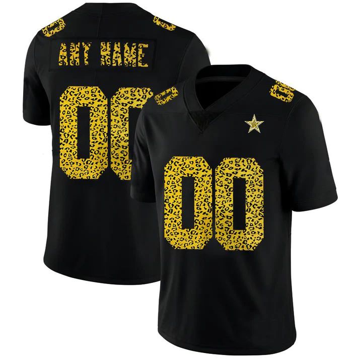 Custom1 Dallas Cowboys Jerseys Black Limited Fashion Vapor Leopard Print Stitched  Football Jerseys