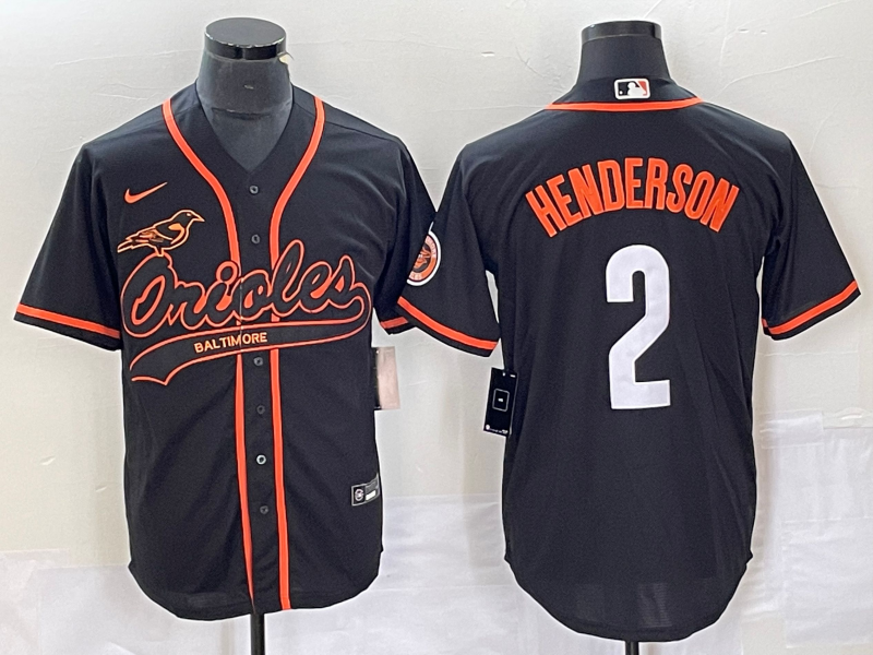 Men's Baltimore Orioles Gunnar Henderson #2 Black Replica Jerseys Joint Edition