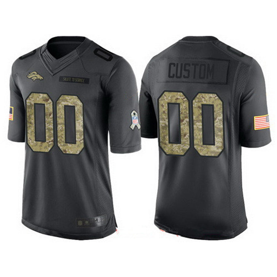 Custom1 Denver Broncos Anthracite Camo 2016 Salute To Service Veterans Day Limited Jerseys Stitched Jerseys American Football Jerseys